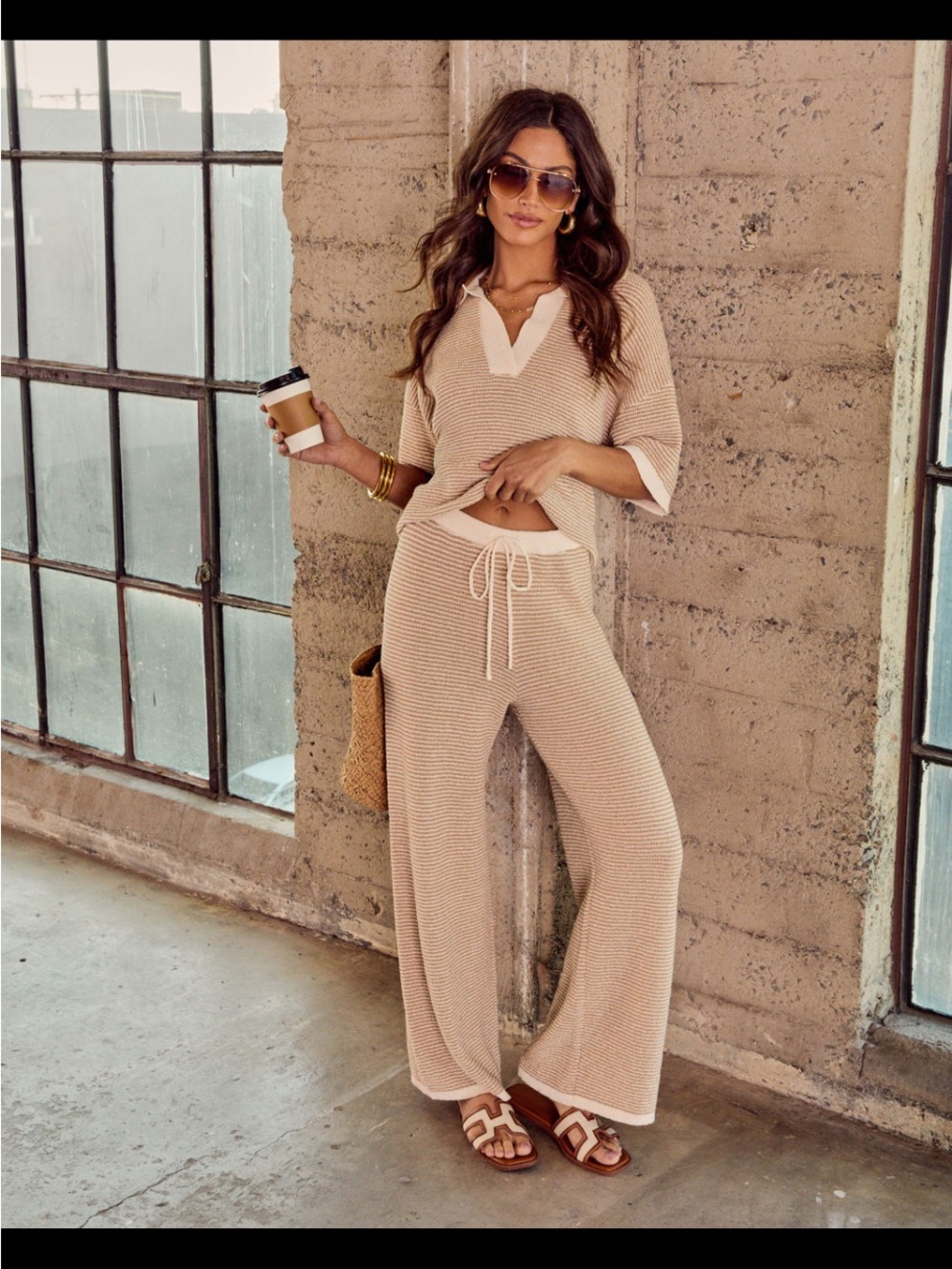 Vici Cloud Nine Taupe Polo and Pants Set